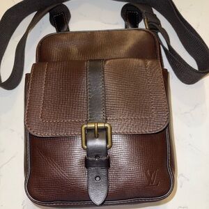 Louis Vuitton leather messenger bag